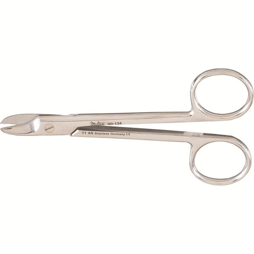 MILTEX Wire Cutting Scissors, 4-3/8" (110mm), curved, one serrated blade. MPN: 9D-134