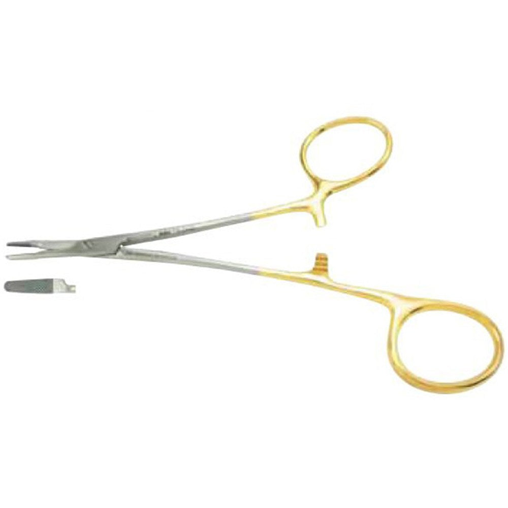 PADGETT Parkhouse Needle Holder with Suture Scissors, 5½" (14 cm), Serrated Jaws, Tungsten Carbide, Offset Finger Ring. MPN: PM-2424