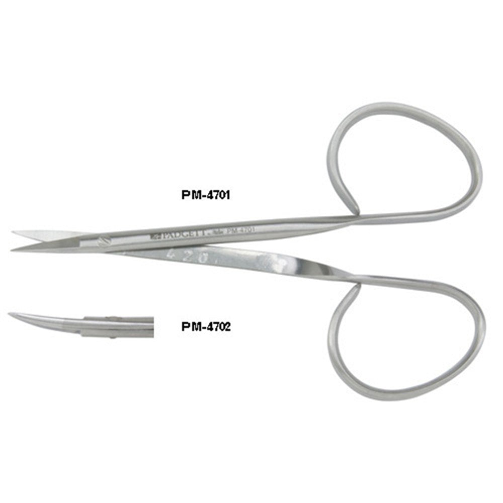 PADGETT Iris Scissors, Ribbon Type, Delicate, Straight, Sharp, Short Blades, Length= 3-3/4" (95 mm). MPN: PM-4701