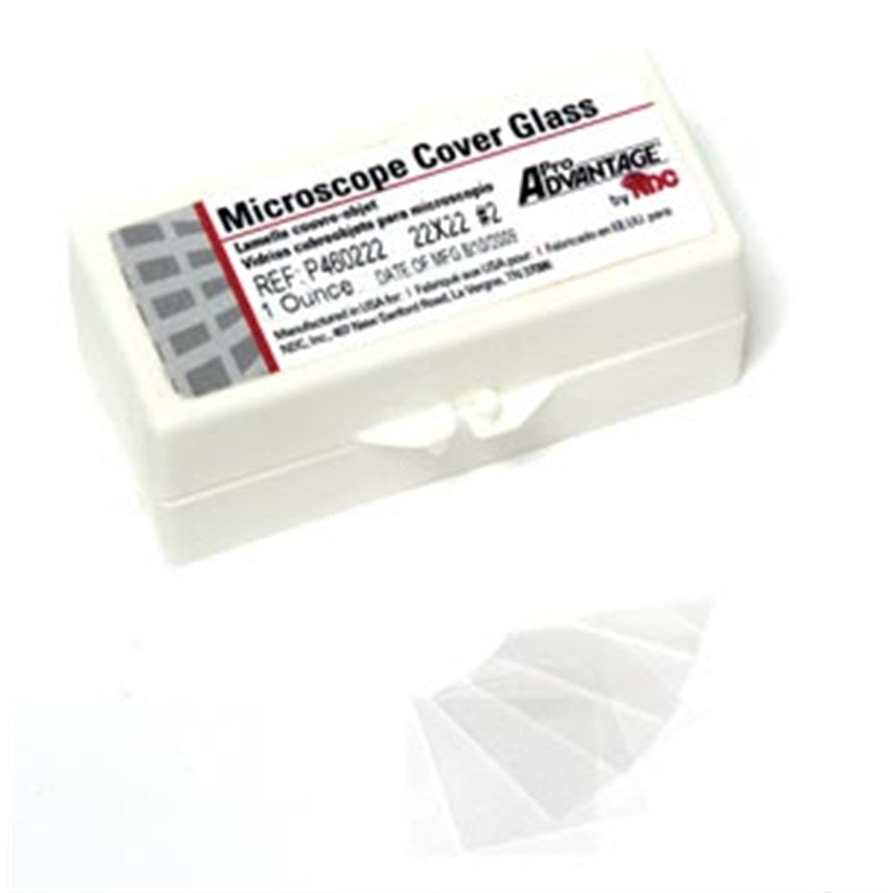 Pro Advantage Cover Glass, 22mm x 22mm, Thickness No. 2 (0.17 to 0.25mm). MPN: P460222