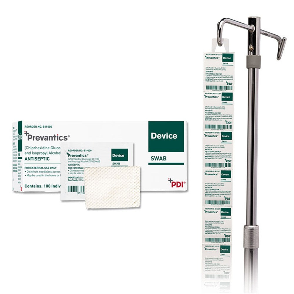 PDI PREVANTICS Device Swab Strips (8 Swabs Per Strip), Skin Antiseptic, 3.125" x 1.125, 160 Strips/bx, 10 bx/cs. MPN: B123ST - Image 2