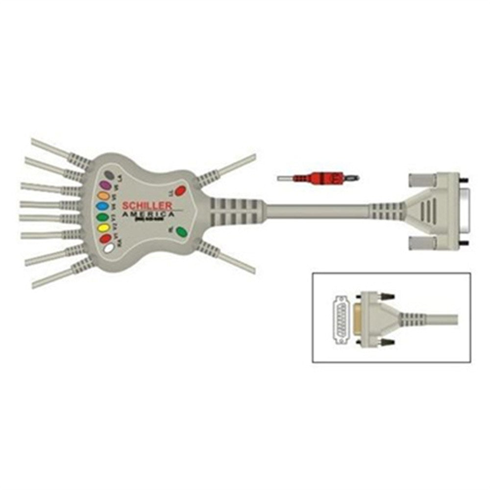 Schiller 10-Lead Patient Stress Cable, 3.5 meters, Clip Type, AHA. MPN: 2.400104