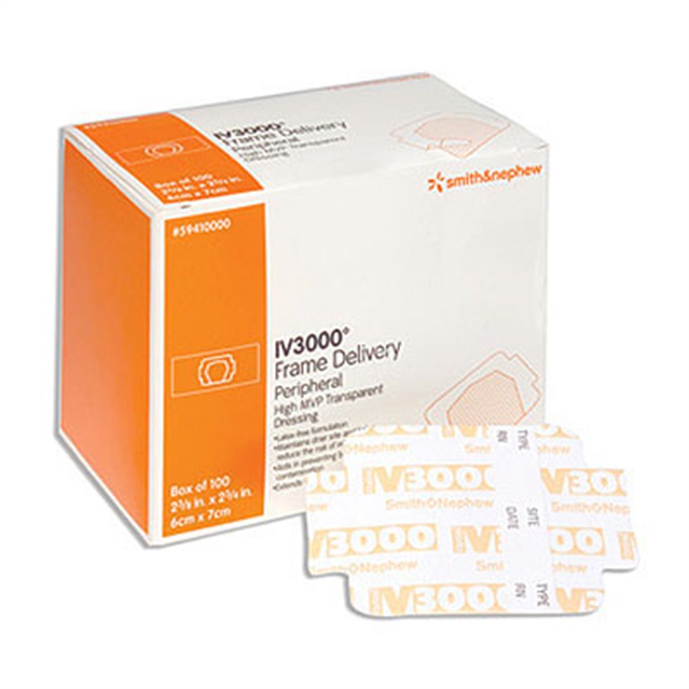 SMITH & NEPHEW OPSITE IV3000 Frame Dressing, 4" x 4-3/4", 50/bx, 4 bx/cs. MPN: 59410882