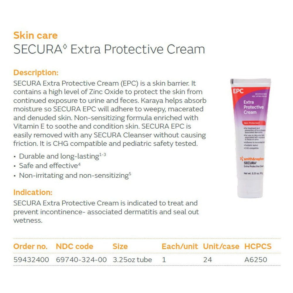 SMITH & NEPHEW SECURA Extra Protective Cream, 3-1/4 oz Tube, 24/cs. MPN: 59432400 - Image 2