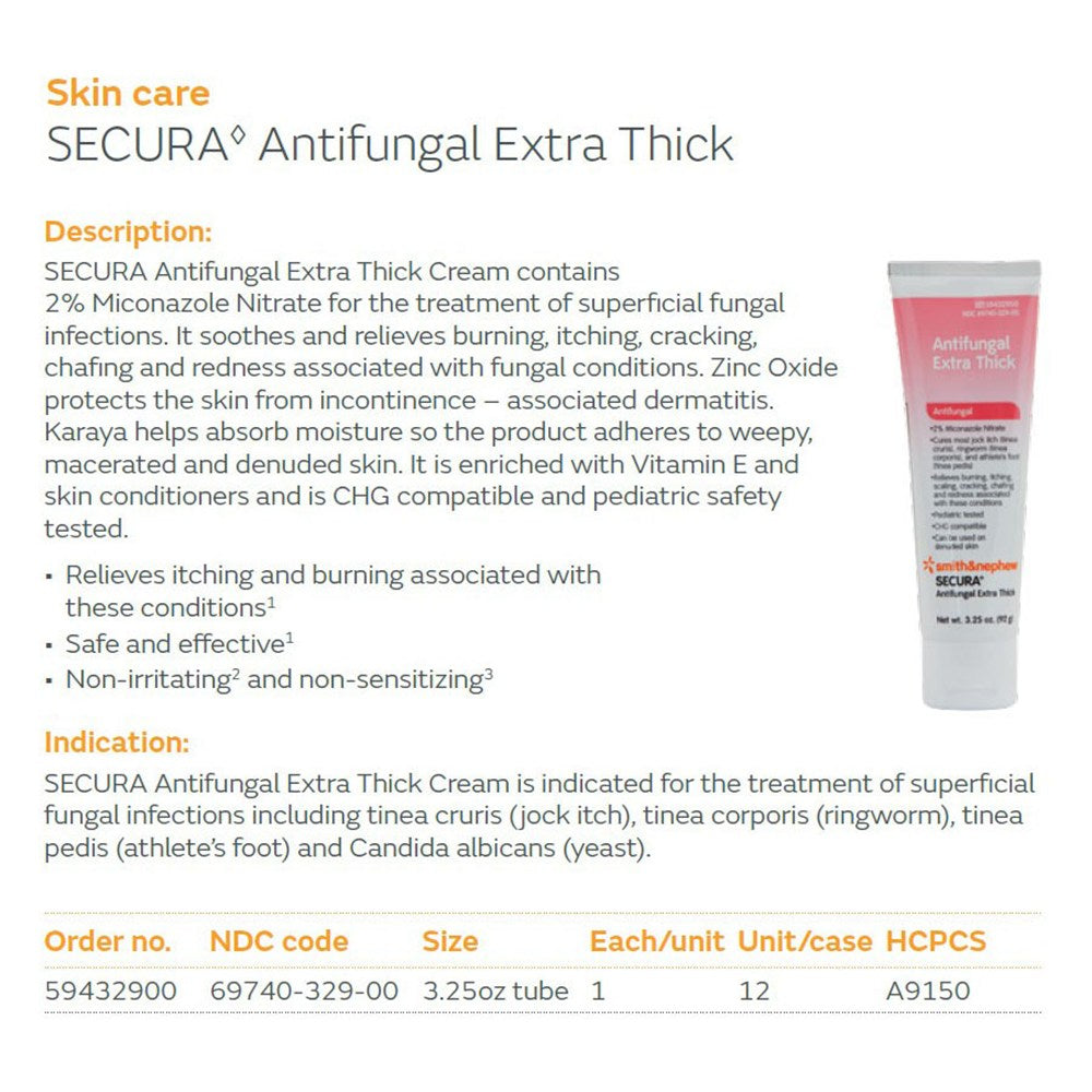 SMITH & NEPHEW SECURA Antifungal Extra Thick, 3-1/4 oz Tube, 12/cs. MPN: 59432900 - Image 2