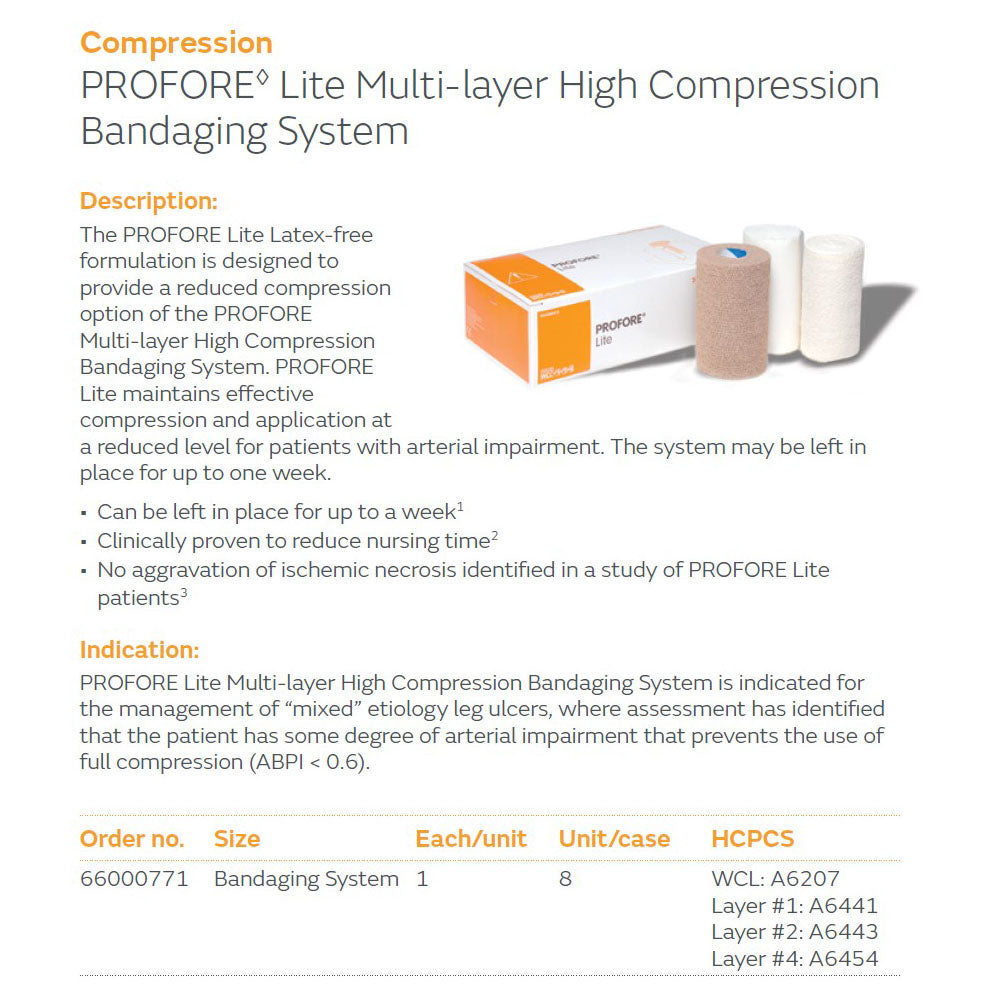 SMITH & NEPHEW PROFORE LITE Multi-Layer Compression Bandaging System, 8/cs. MPN: 66000771 - Image 2