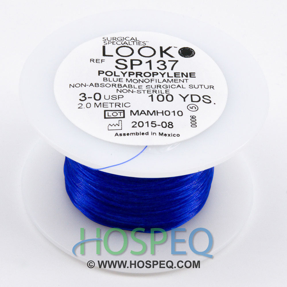 LOOK 3-0 Non-Absorbable Polypropylene Suture Spool, Blue Monofilament, 100 yd. MPN: SP137