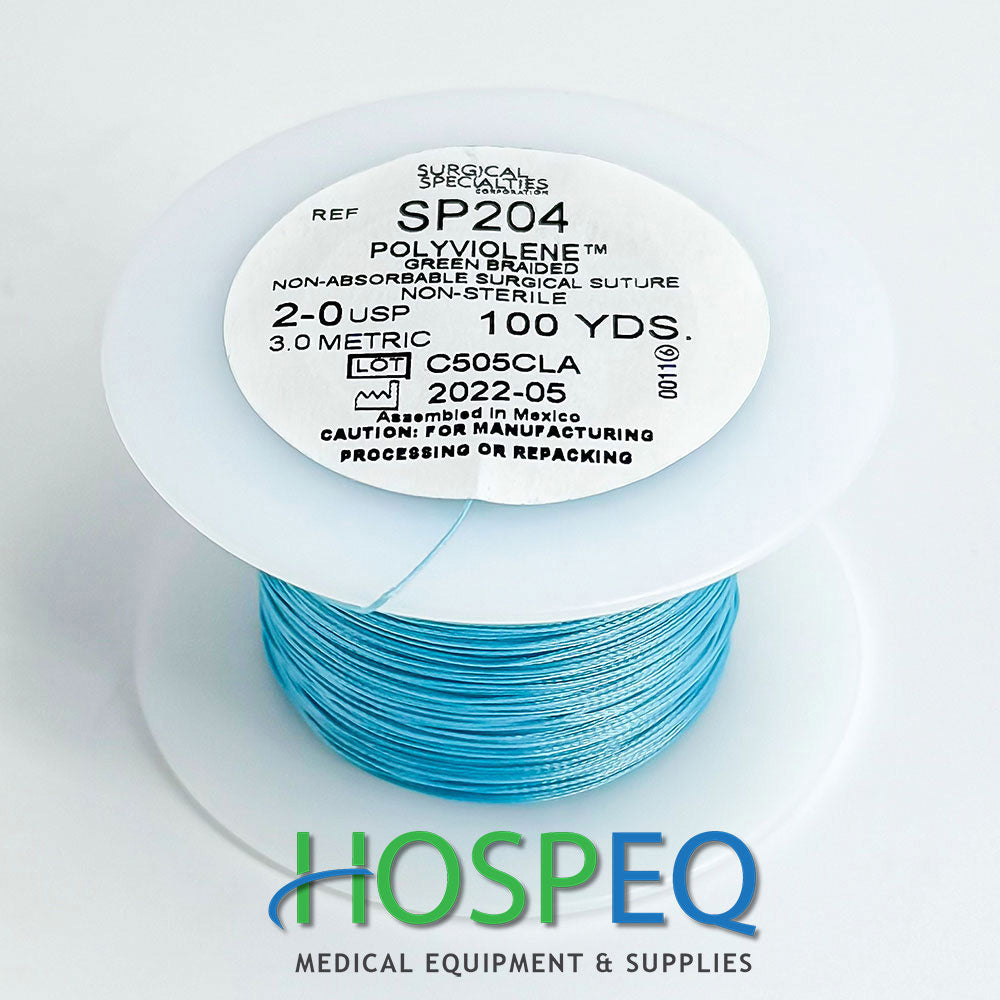 LOOK 2-0 Non-Absorbable Polyviolene Suture Spool, Green Braid, Uncoated, 100 yd. MPN: SP204