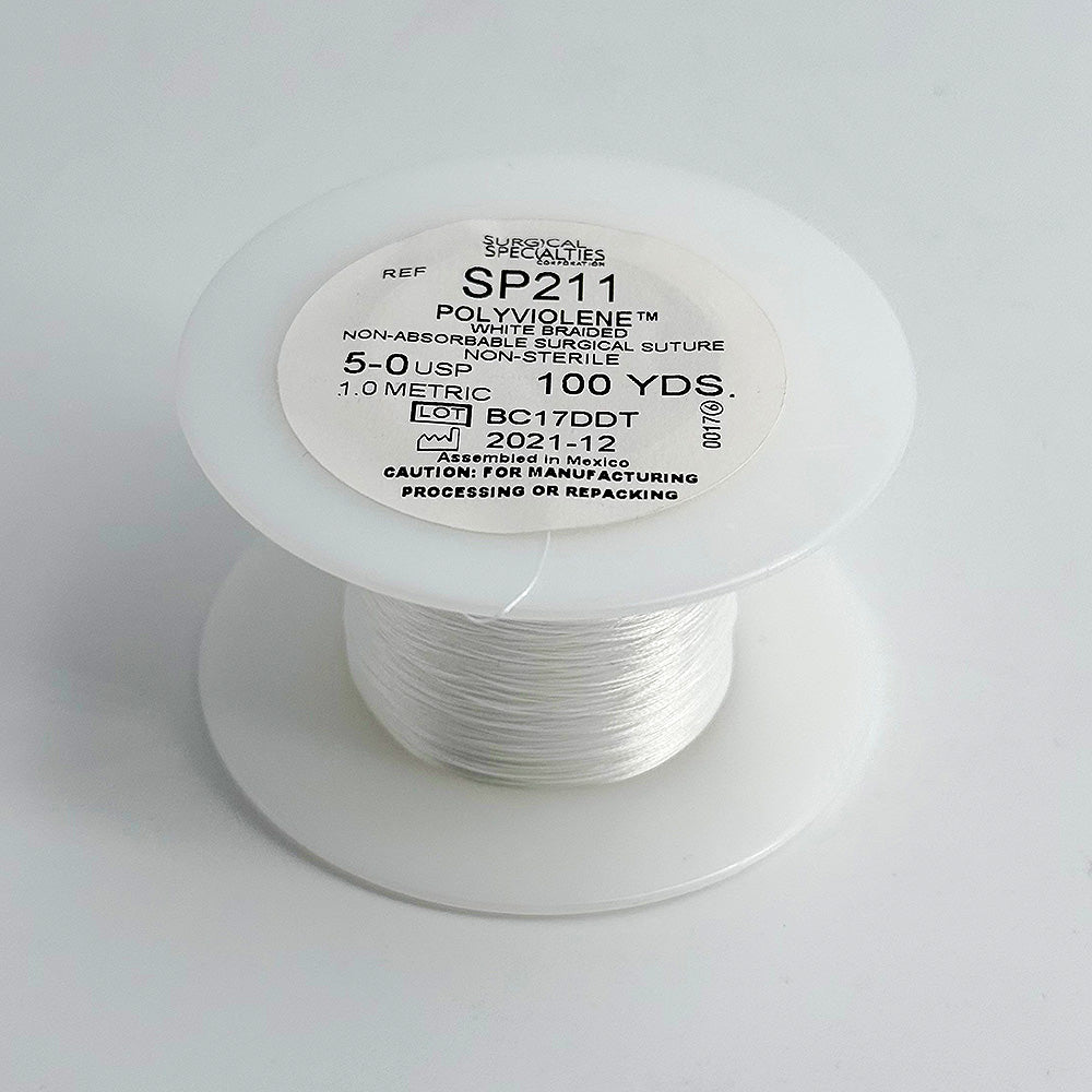 LOOK 5-0 Non-Absorbable Polyviolene Suture Spool, White Braid, Uncoated, 100 yd. MPN: SP211
