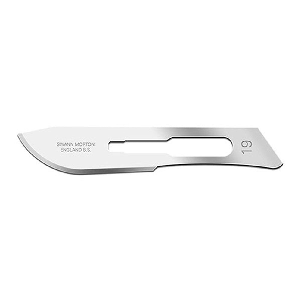 Swann Morton Stainless Steel Blade, Sterile, Size 19, 100/bx. MPN: 01SM19