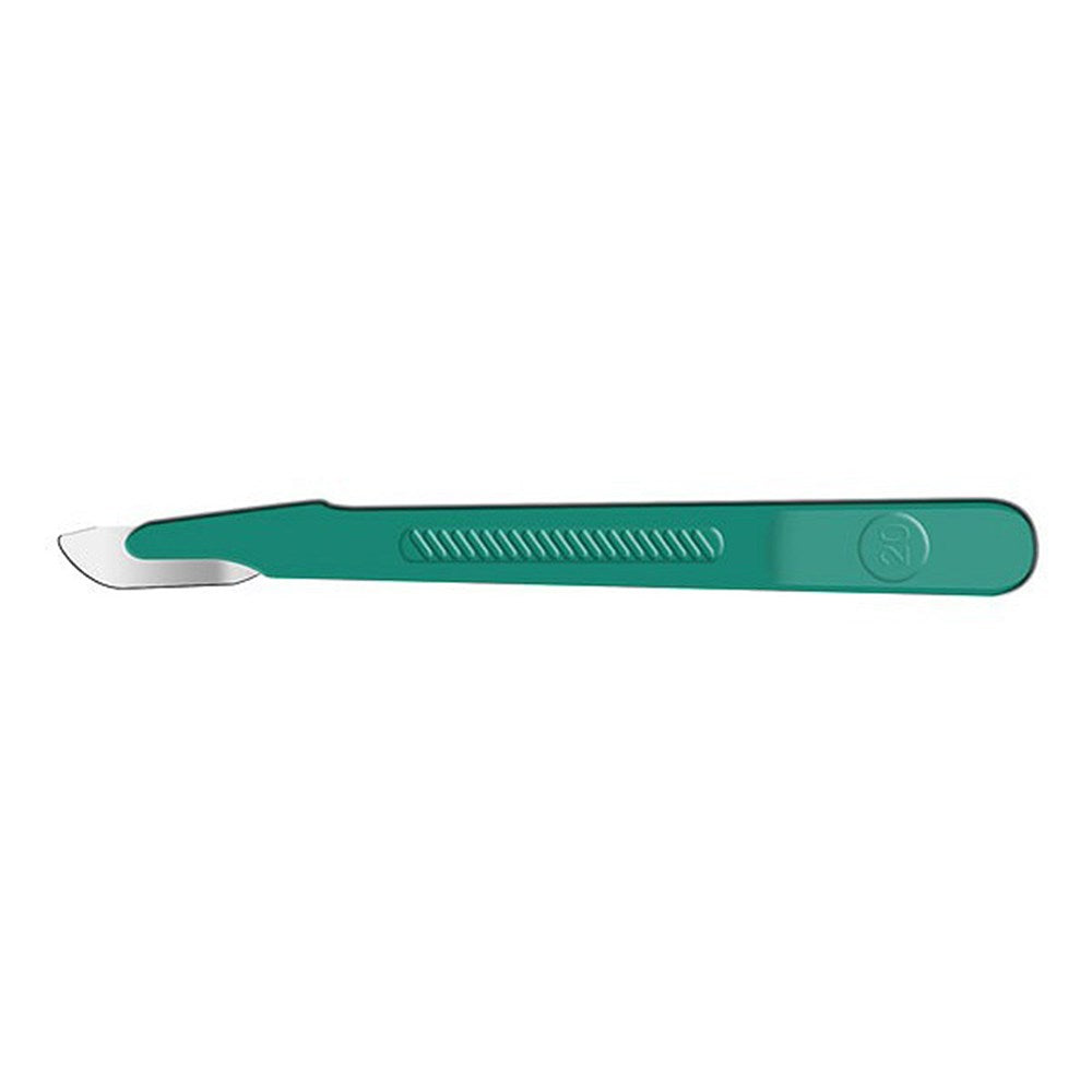 Lance Disposable Scalpel, Stainless, Size 20, Sterile, Green Handle, 10/bx. MPN: 92420