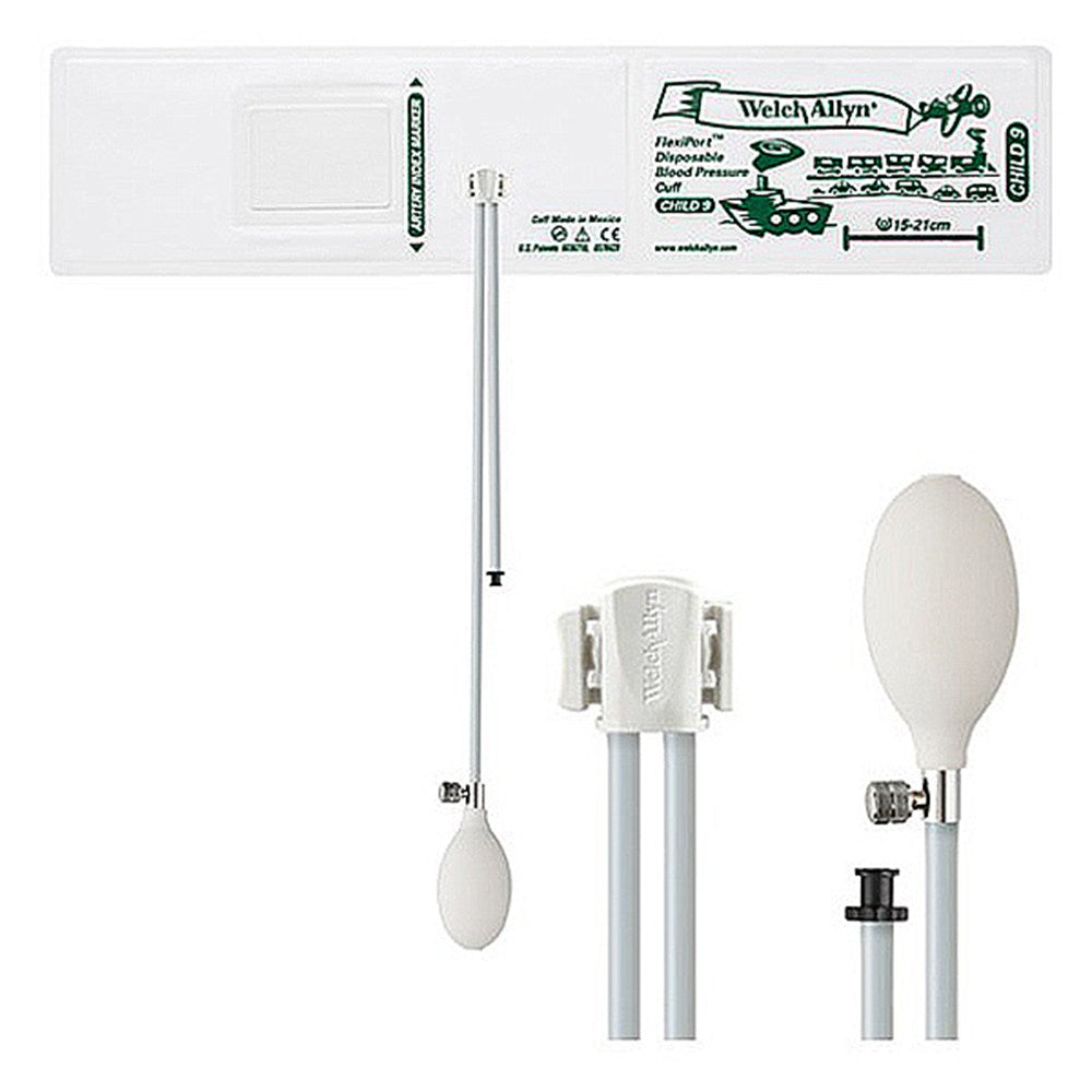 Welch Allyn FlexiPort Disposable Blood Pressure Inflation System: Size-09 Child, 2-Tubes, Tri-Purpose Connector, 20/pack. MPN: SOFT-09-2BV