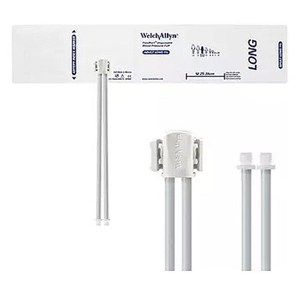 Welch Allyn FlexiPort Disposable Blood Pressure Cuff; Size-11L Adult Long, 2-Tubes, Male Screw Connectors; 20/pack. MPN: SOFT-11L-2SC
