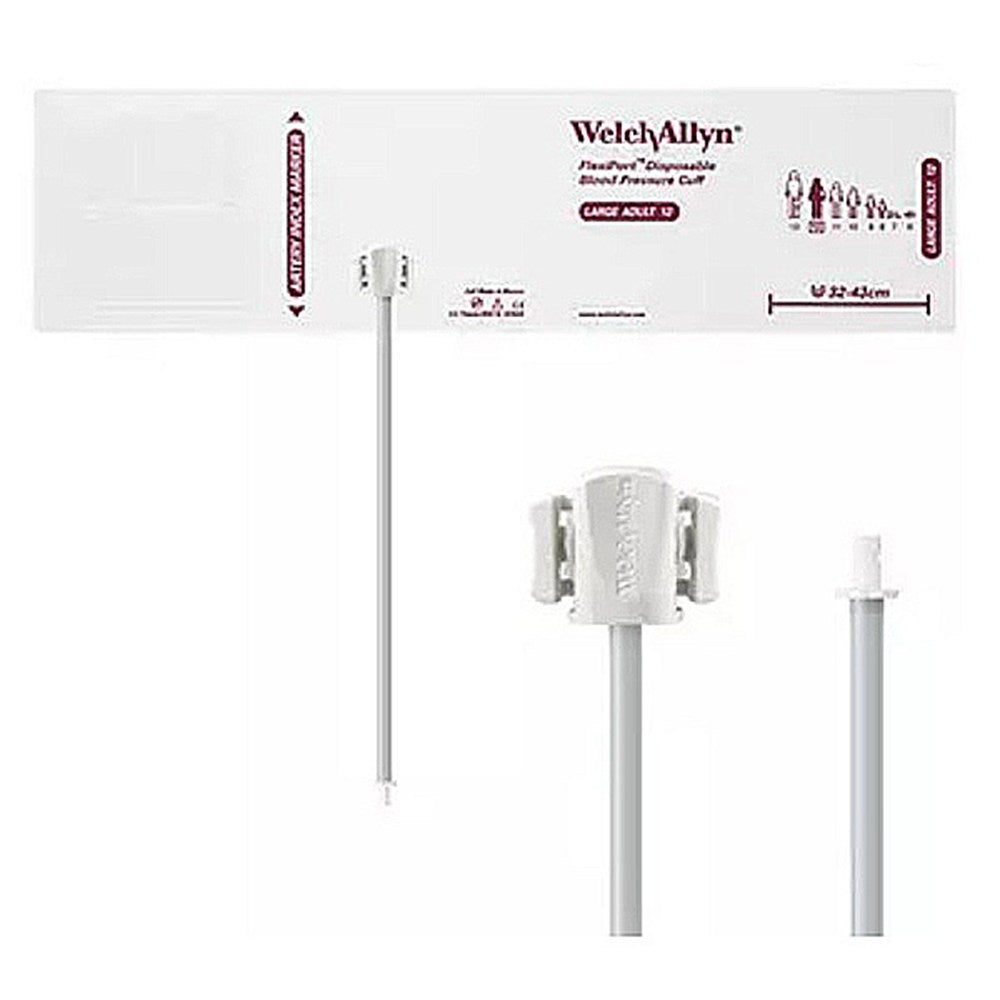 Welch Allyn FlexiPort Disposable Blood Pressure Cuff; Size-12 Large Adult, 1-Tube, Male Bayonet Connector; 20/pack. MPN: SOFT-12-1HP