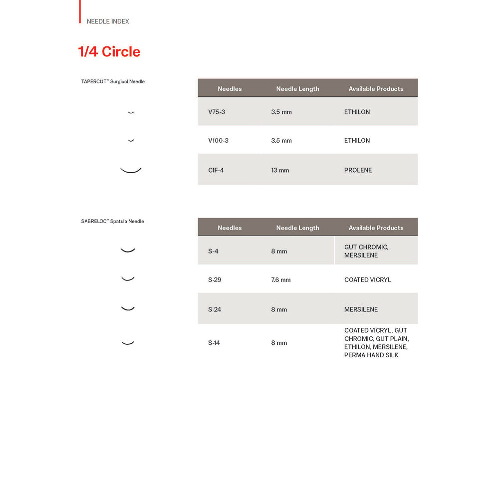 Ethicon MERSILENE Polyester Fiber Suture, Size: 6-0, Needle: S-14, S-14, WHITE, 12/bx. MPN: 1722G - Needle