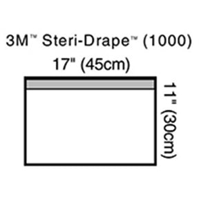 3M STERI-DRAPE Towel Drape, Small, 17" x 11", Adhesive Strip & Clear Plastic, 10/box, 4 box/case. MPN: 1000