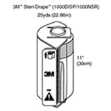 3M STERI-DRAPE Roll Prep Drape & Dispenser, 25 yds & 1 dispenser. MPN: 1000DISP