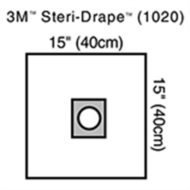 3M STERI-DRAPE Ophthalmic Small Drape with Adhesive Aperture, 15" x 15", 10/box, 4 box/case. MPN: 1020