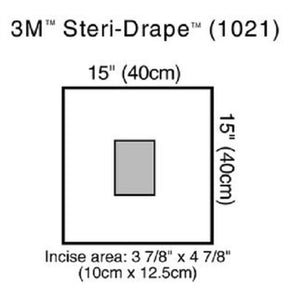 3M STERI-DRAPE Ophthalmic Small Drape with Incise Film, 15" x 15", 10/box, 4 box/case. MPN: 1021