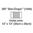3M STERI-DRAPE Incise Drape, Overall 23" x 13", Incise 13" x 13", 10/box, 4 box/case. MPN: 1040
