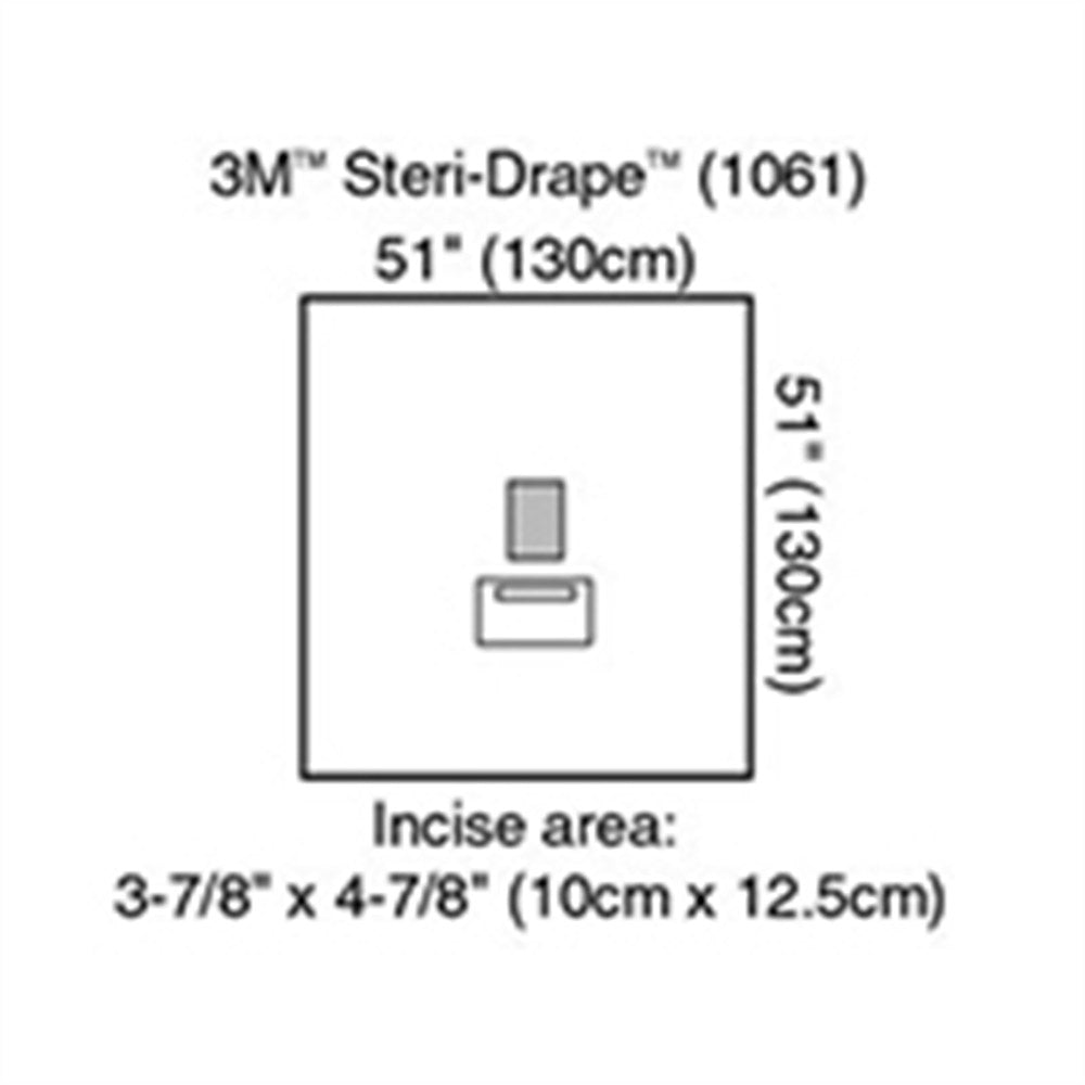 3M STERI-DRAPE Ophthalmic Medium Drape with Incise Film & Pouch, 51" x 51", 10/box, 4 box/case. MPN: 1061