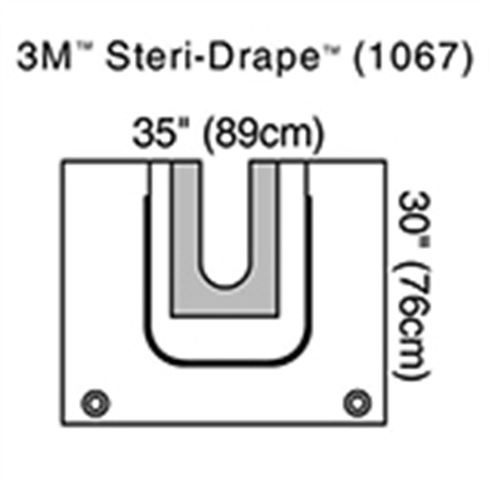 3M STERI-DRAPE U-Drape, 30" x 35", U-Pouch Aperture with Adhesive, 2 Exit Ports, 5/box, 4 box/case. MPN: 1067