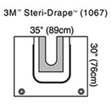 3M STERI-DRAPE U-Drape, 30" x 35", U-Pouch Aperture with Adhesive, 2 Exit Ports, 5/box, 4 box/case. MPN: 1067