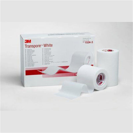 3M TRANSPORE White Dressing Tape, Single-Patient Roll, 2" x 1 1/2 yds, 50 rl/bx. MPN: 1534S-2