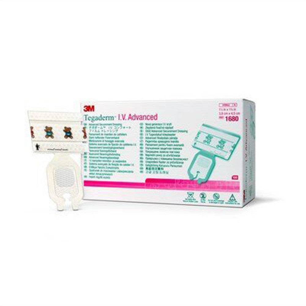 3M TEGADERM IV Advanced Securement Dressing, 1.5" x 1.75", 100/bx, 4 bx/cs. MPN: 1680
