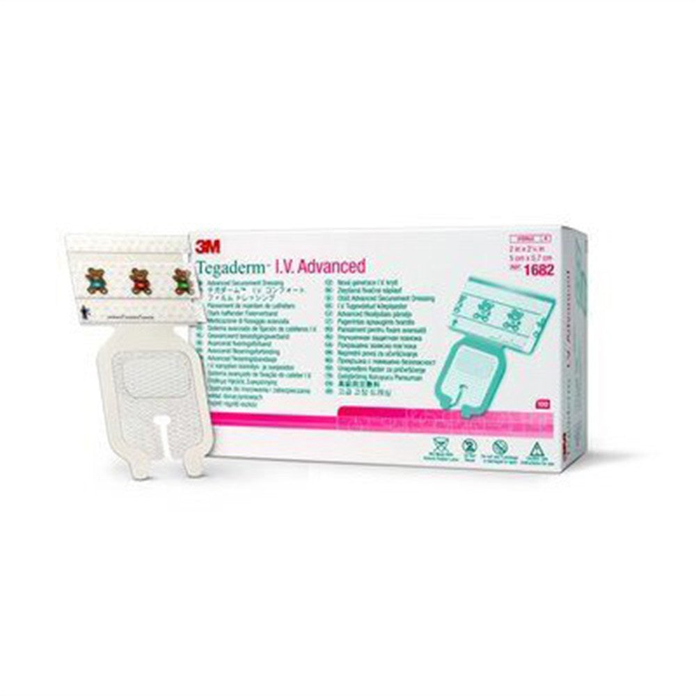 3M TEGADERM IV Advanced Securement Dressing, 2" x 2.25", 100/bx, 4 bx/cs. MPN: 1682