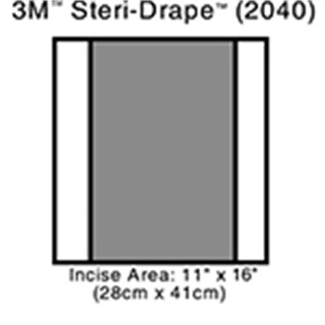 3M STERI-DRAPE 2 Incise Drape, Overall 14" x 16", Incise 11" x 16", 10/box, 4 box/case. MPN: 2040