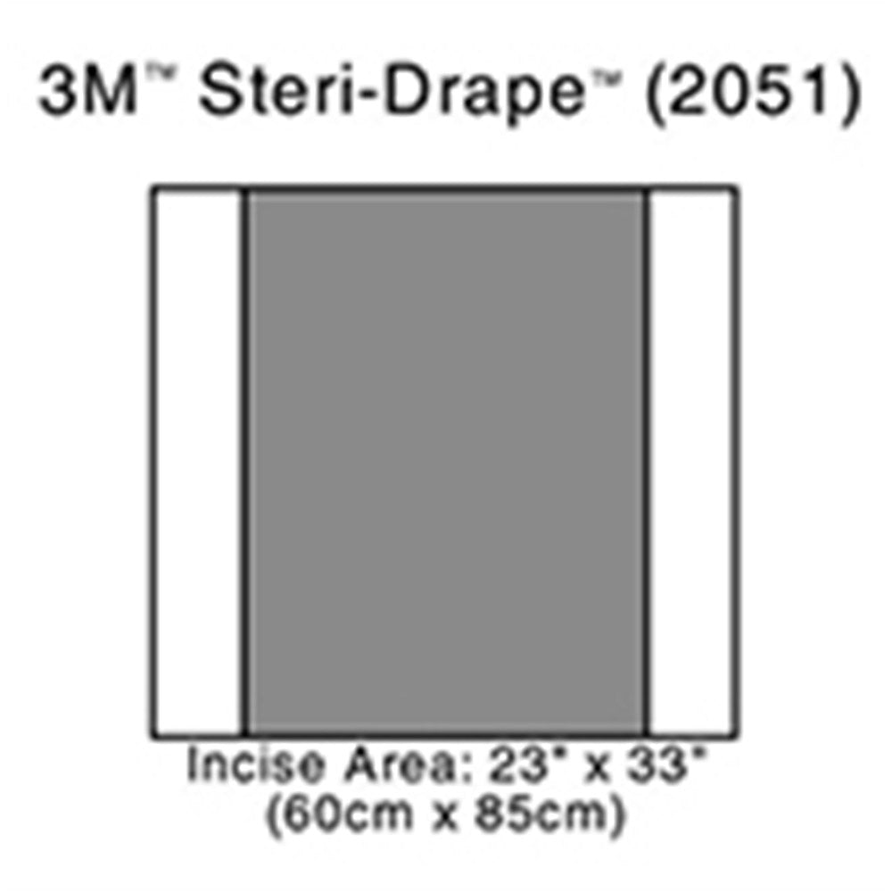 3M STERI-DRAPE 2 Incise Drape, Overall 35" x 33", Incise 23" x 33", 10/box, 4 box/case. MPN: 2051