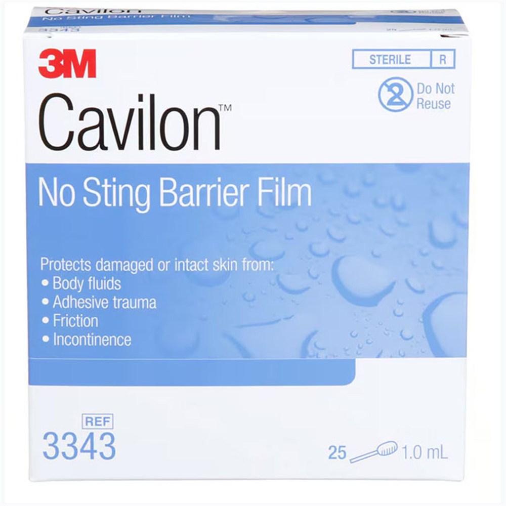 3M Cavilon No Sting Barrier Film, Wipes, 1.0mL, 25/box, 4 box/case. MPN: 3344