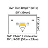 3M STERI-DRAPE Patient Isolation Drape, 126" x 83", Loban 2 Incise Film & Pouch, 1 Exit Port. MPN: 6617