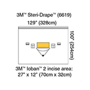 3M STERI-DRAPE Patient Large Isolation Drape, 129" x 100", Loban 2 Incise Film & Pouch. MPN: 6619