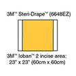 3M IOBAN 2 Incise Drape, Overall 35" x 23", Incise 23" x23", 10/box, 4 box/case. MPN: 6648EZ