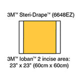 3M IOBAN 2 Incise Drape, Overall 35" x 23", Incise 23" x23", 10/box, 4 box/case. MPN: 6648EZ
