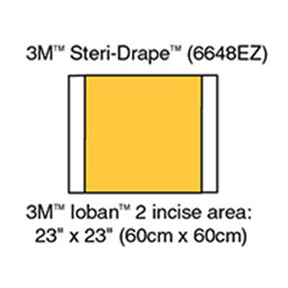 3M IOBAN 2 Incise Drape, Overall 35" x 23", Incise 23" x23", 10/box, 4 box/case. MPN: 6648EZ
