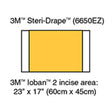 3M IOBAN 2 Incise Drape, Overall 60cm x 45cm, Incise 23" x 17", 10/box, 4 box/case. MPN: 6650EZ