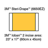 3M IOBAN 2 Incise Drape, Overall 60cm x 45cm, Incise 23" x 17", 10/box, 4 box/case. MPN: 6650EZ