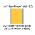 3M IOBAN 2 Incise Drape, Overall 35" x 33", Incise 23" x 23", 10/box, 4 box/case. MPN: 6651EZ