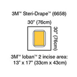 3M STERI-DRAPE Surgical Drape Pouch, 30" x 30", Incise 13" x 17", 5/box, 4 box/case. MPN: 6658