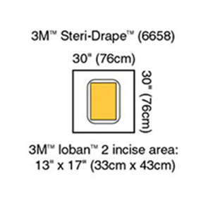 3M STERI-DRAPE Surgical Drape Pouch, 30" x 30", Incise 13" x 17", 5/box, 4 box/case. MPN: 6658