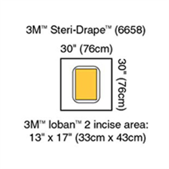 3M STERI-DRAPE Surgical Drape Pouch, 30" x 30", Incise 13" x 17", 5/box, 4 box/case. MPN: 6658
