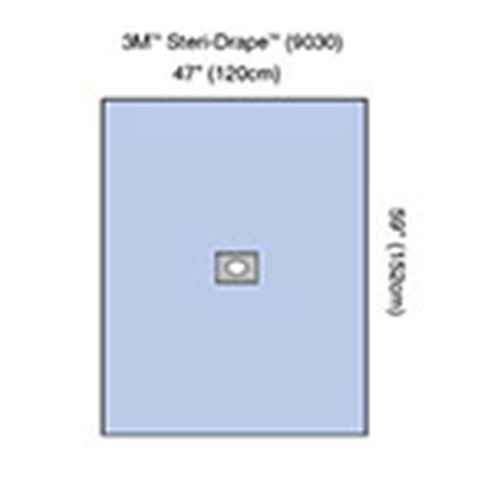 3M STERI-DRAPE Adhesive Aperture Drape, 59" x 47", Centered Oval Aperture, 20/box, 4 box/case. MPN: 9030