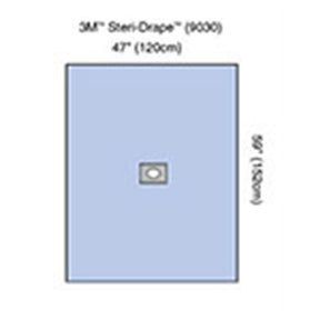 3M STERI-DRAPE Adhesive Aperture Drape, 59" x 47", Centered Oval Aperture, 20/box, 4 box/case. MPN: 9030