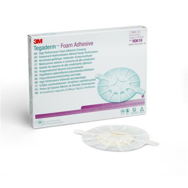 3M TEGADERM Foam Adhesive Dressing, 3" x 3", Heel Design, 5/bx, 4 bx/cs. MPN: 90619