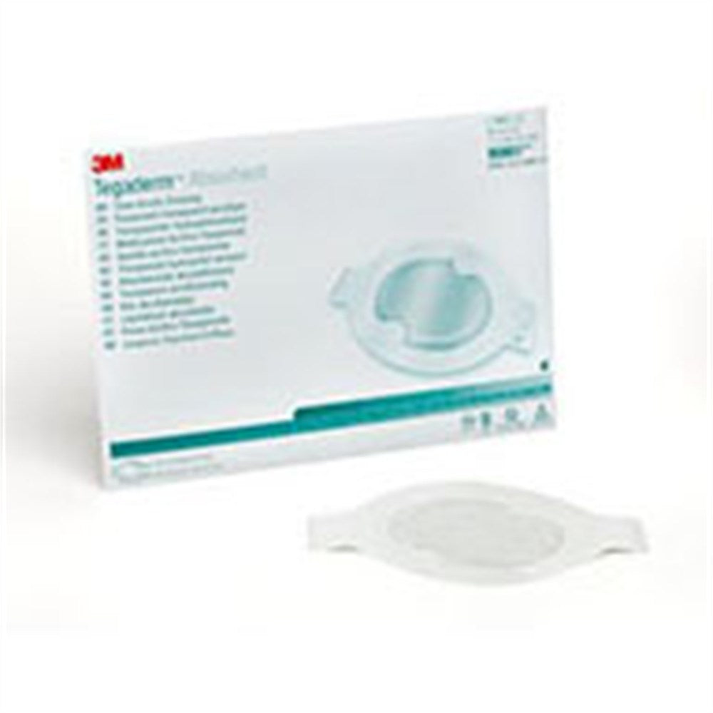 3M TEGADERM Absorbent Clear Acrylic Dressing, Medium Oval, Pad Size 2.4" x 3", Size 4.4" x 5". MPN: 90801
