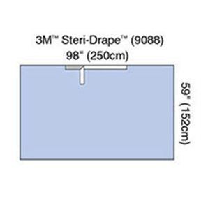 3M STERI-DRAPE Adhesive Drape Sheet, 98" x 60", Absorbent Impervious Material, 25/box, 2 box/case. MPN: 9088