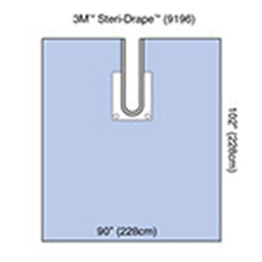 3M STERI-DRAPE Shoulder Split Sheet w/ Pouch, 90"x102", Fluid-Control Pouch with 2 Exit Ports. MPN: 9196